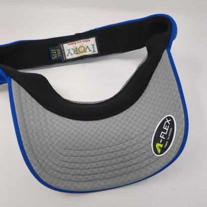 All American Marathon Style 1775 Sun Visor Hat Blue One Size A-Flex Ivory