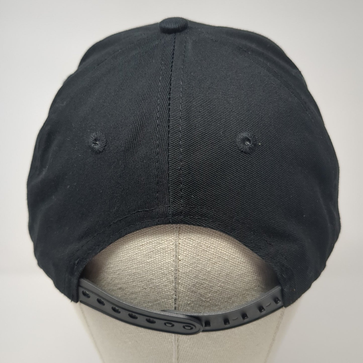 Unbranded Snapback Hat Black One Size Adjustable Vented Holes 6 Panel Blank
