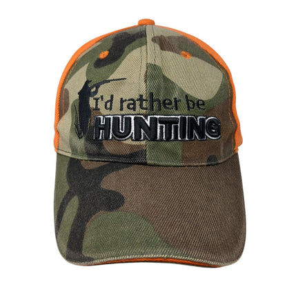I'd Rather Be Hunting Strapback Hat Camouflage 58cm Adjustable Embroidered CTS