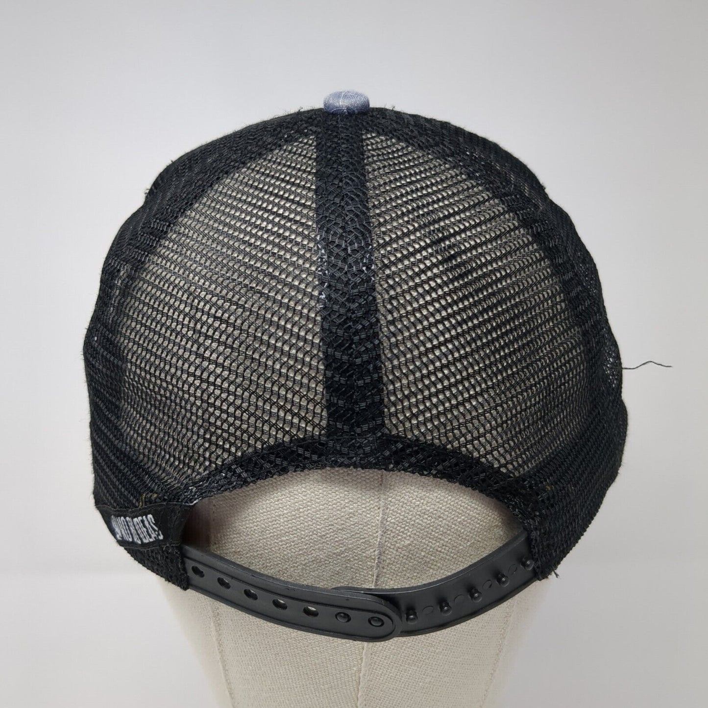 Rising Sun Patch Snapback Trucker Hat Blue One Size Mesh Back Adjustable