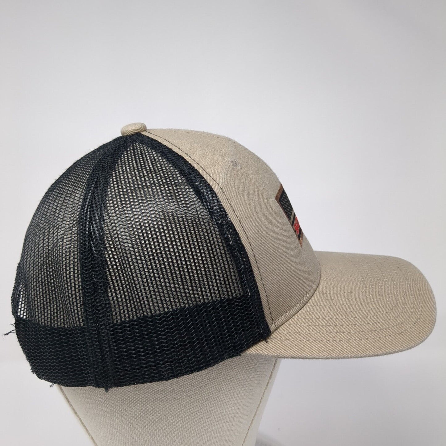 Scheels USA Flag Snapback Trucker Hat Tan One Size Mesh Back 6 Panel