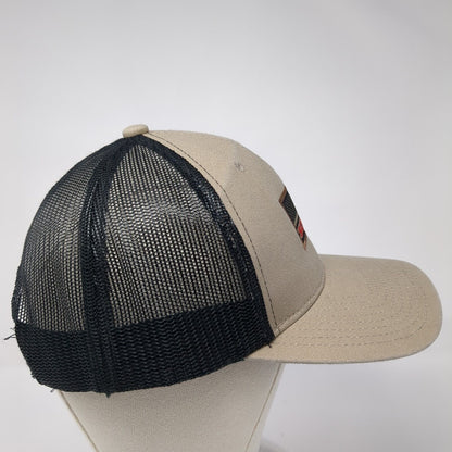 Scheels USA Flag Snapback Trucker Hat Tan One Size Mesh Back 6 Panel
