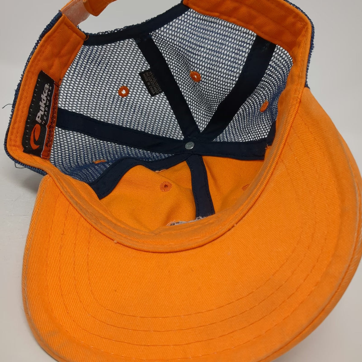 Pukka Baseball Cap Orange Blue One Size Big Sky Montana Trucker Mesh US Flag Hat