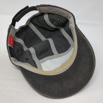Chocolate Army Cap Gray One Size Corduroy 5 Panel Adjustable Strapback Hat