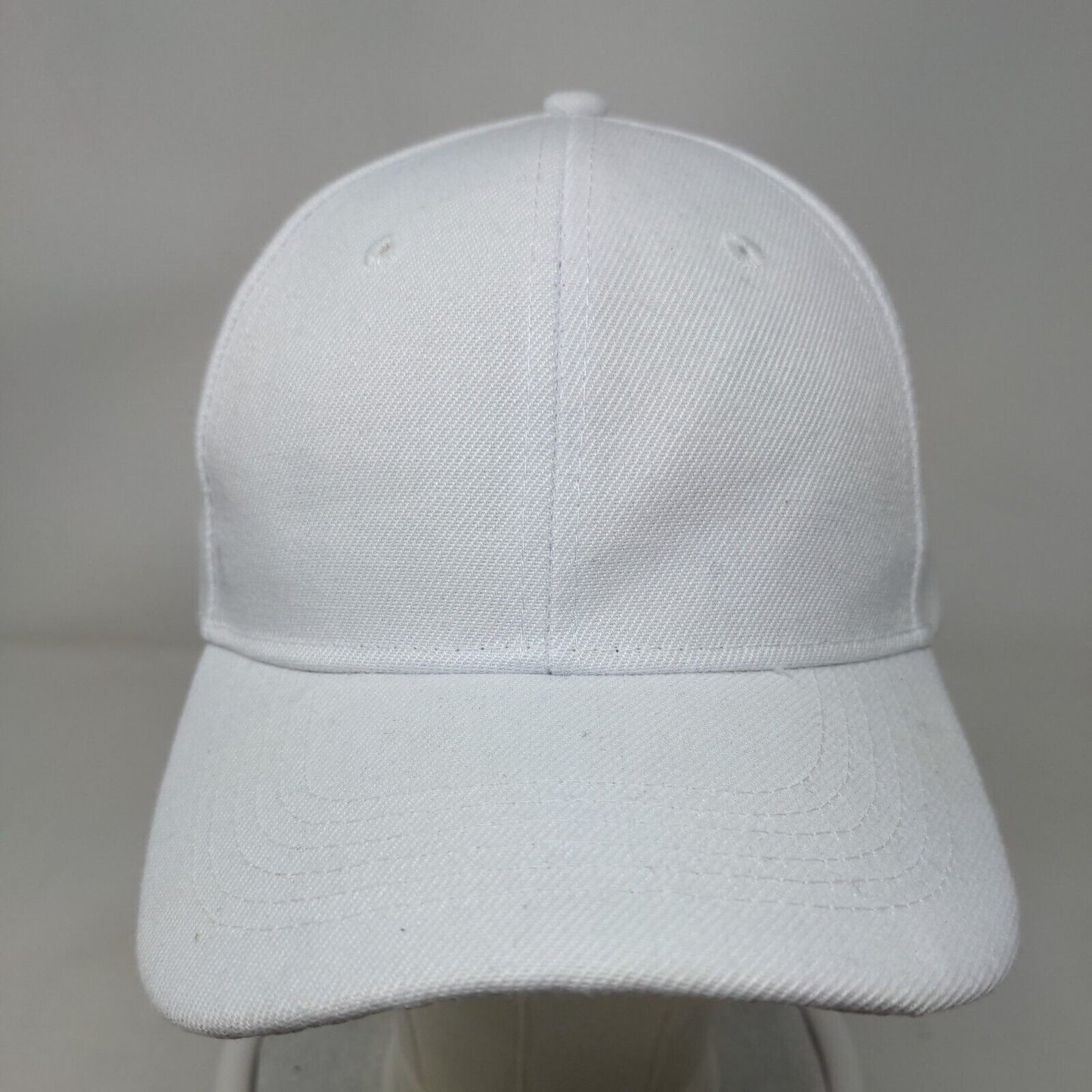 Unbranded Strapback Hat White One Size Adjustable Vented Holes 6 Panel Blank