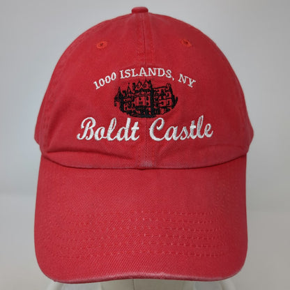 Red One Size Baseball Cap Hat 1000 Islands NY Boldt Castle Slideback Tourist