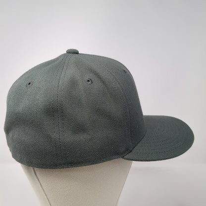 Decky Baseball Cap Gray 7 1/4 Fitted 6-Panel Flat Brim Solid Hat