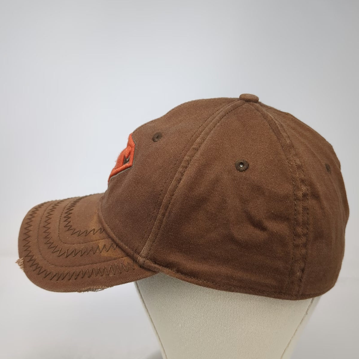 DC Comics Superman Baseball Cap Brown OSFM Orange Logo A-Flex Stretch Fitted Hat