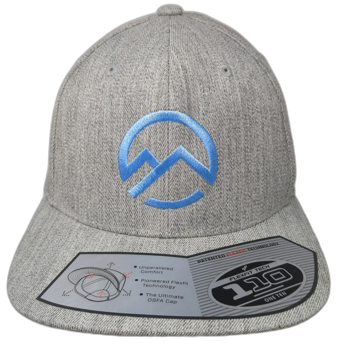 Yupoong Snapback Gray Blue One Size Hat Flexfit 110 Mountain Logo Flat Brim