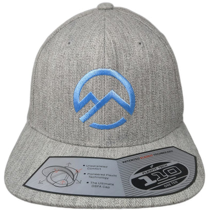 Yupoong Snapback Gray Blue One Size Hat Flexfit 110 Mountain Logo Flat Brim