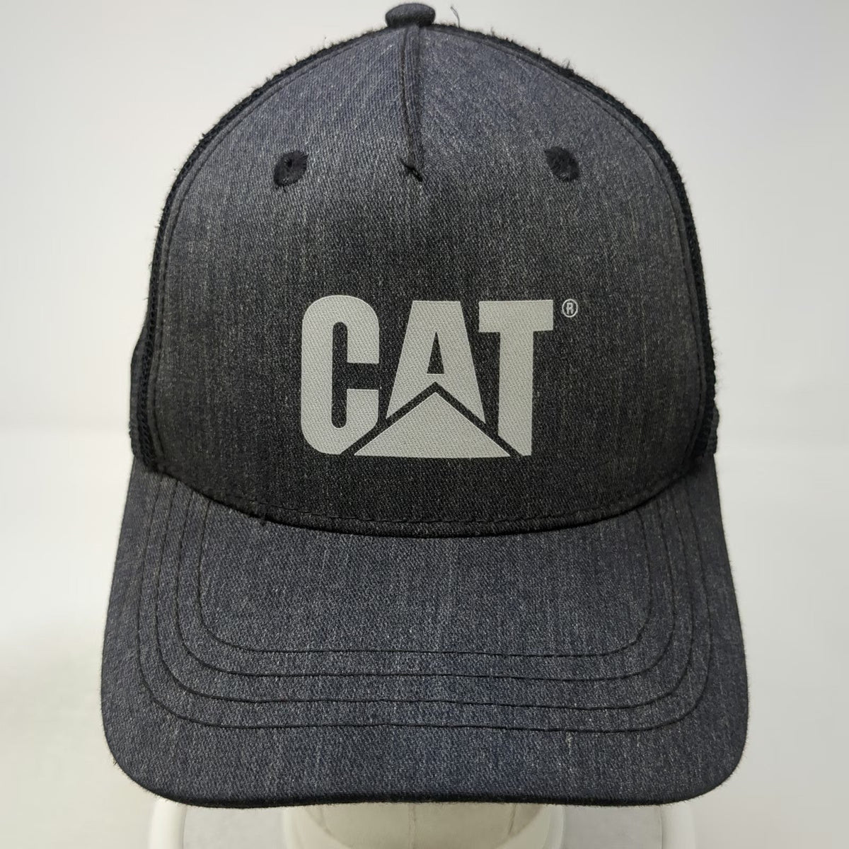 Caterpillar Trucker Hat Gray One Size Mesh Back Snapback Logo Workwear Cap