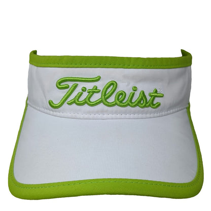Titleist Visor White Green One Size Embroidered Logo Slideback Strap Golf Hat