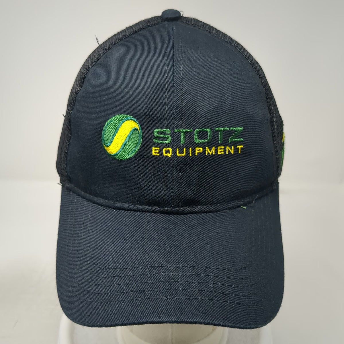 John Deere Trucker Hat Black One Size Stotz Equipment Embroidered Mesh Snapback
