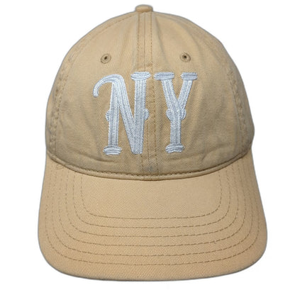 Mighty Fine Baseball Cap Beige One Size Slideback Cotton Embroidered NY Hat