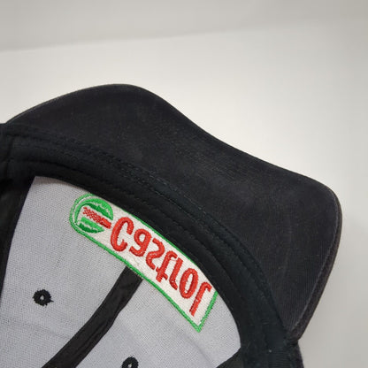 Castrol Strapback Hat Black OSFA Adjustable Embroidered Solid 6 Panel