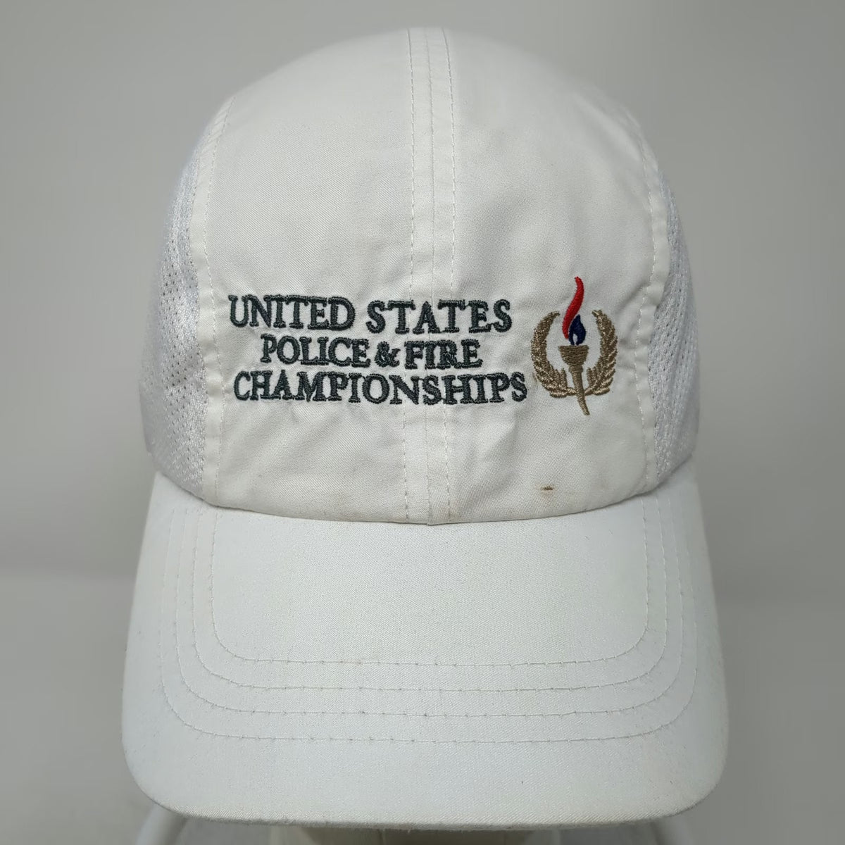 Headgear Baseball Cap White One Size Mesh Side Police Fire Championships Hat