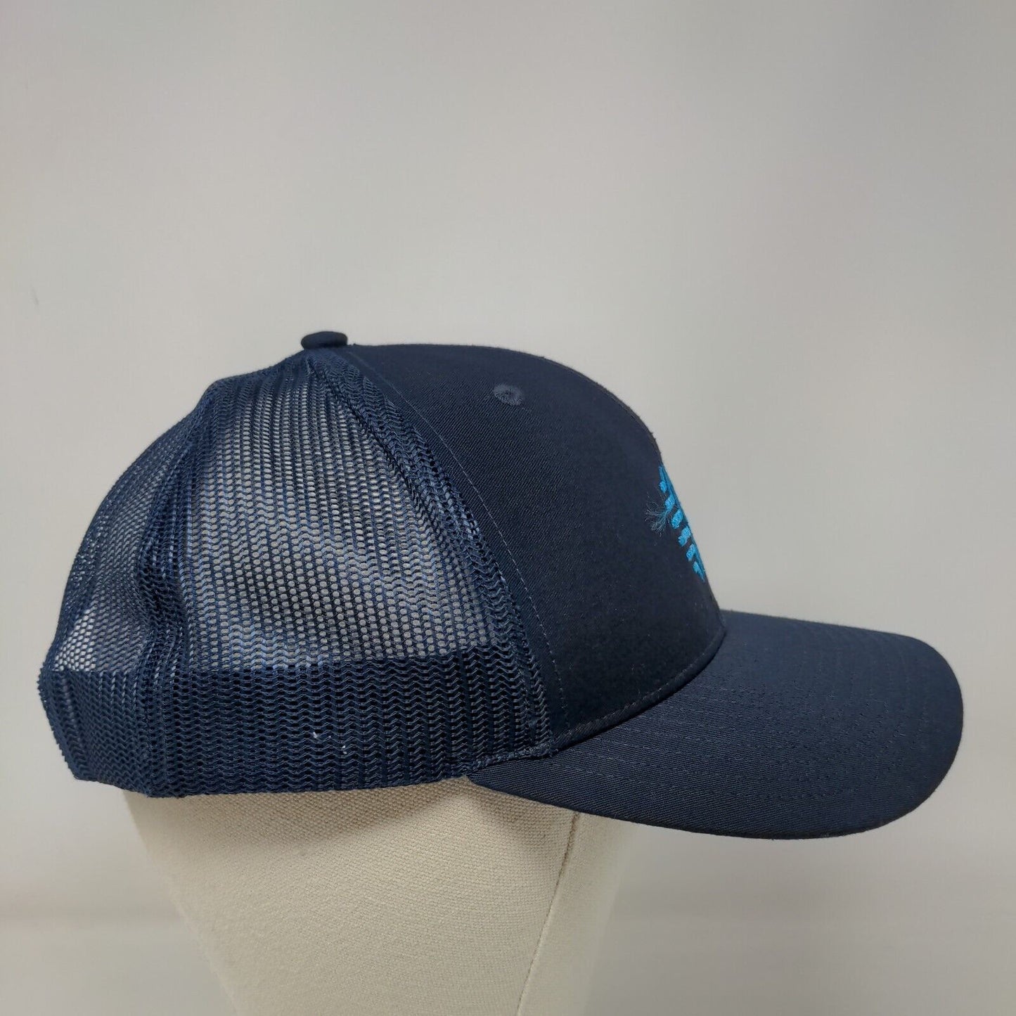 Richardson Snapback Trucker Hat Blue One Size Adjustable Embroidered Mesh Back