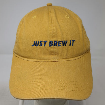 Dutch Bros Baseball Cap Yellow One Size Just Brew It Hat Slideback Blue Cotton