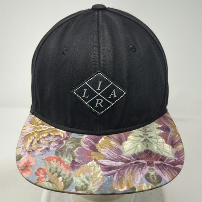 Lira Snapback Black One Size Floral Brim Diamond Patch Graphic Adjustable Hat