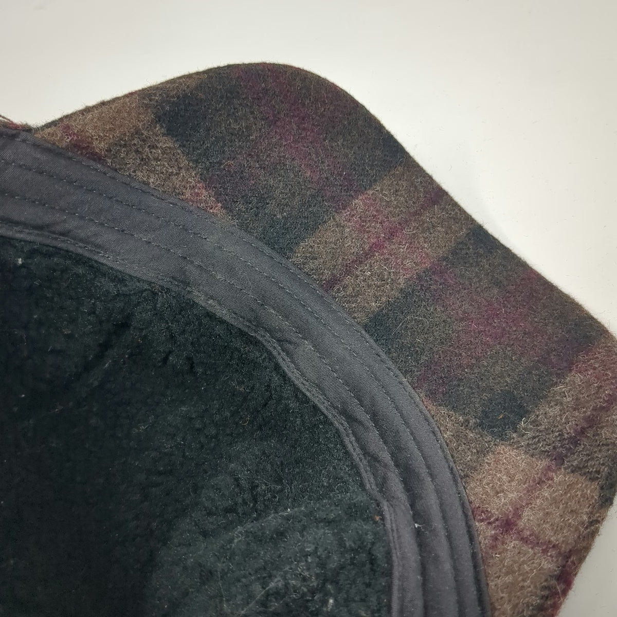 Banana Republic 5 Panel Brown S/M Fitted Plaid Wool Sherpa Lined Hat