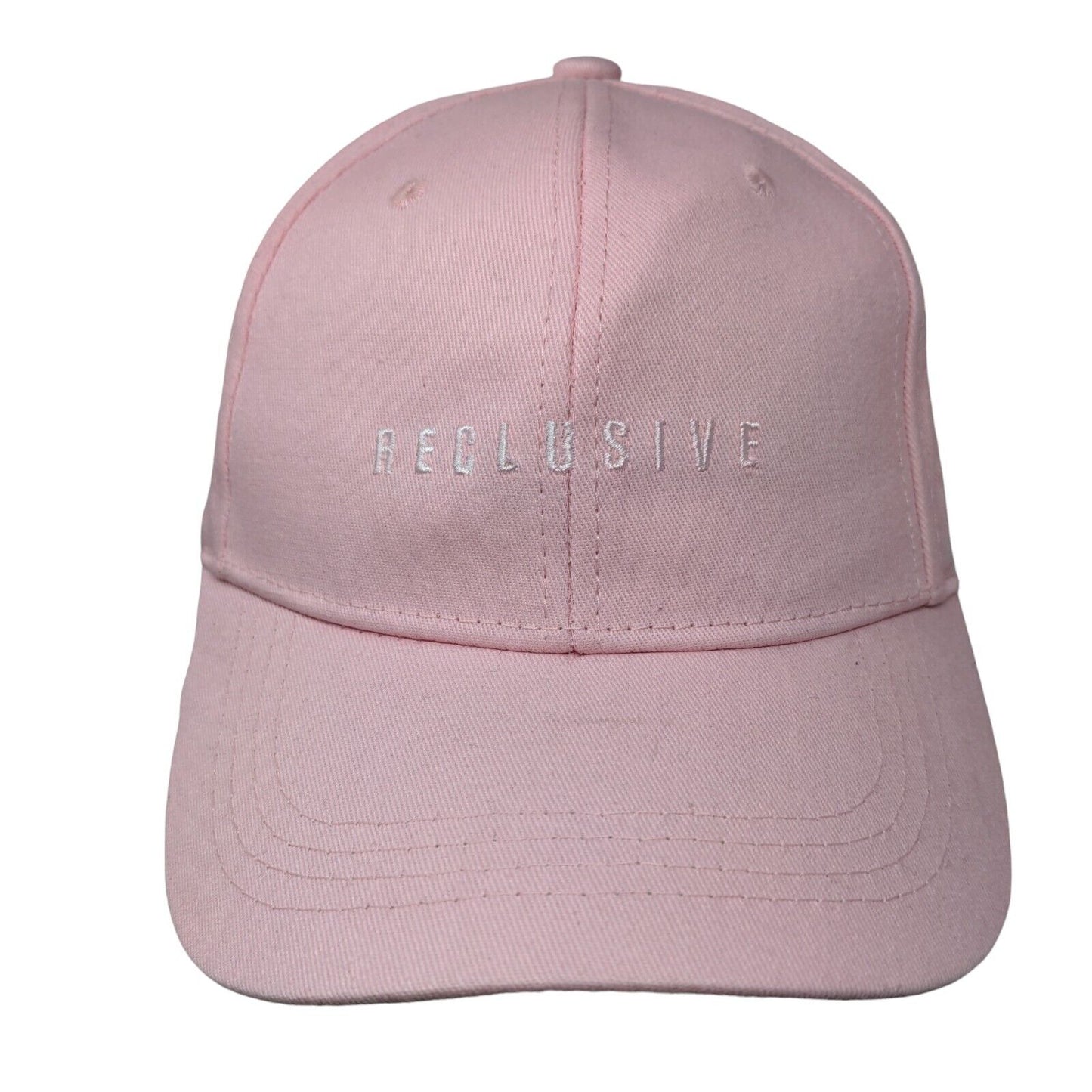 Reclusive Slideback Hat Pink Size M Embroidered Spell Out 100% Cotton