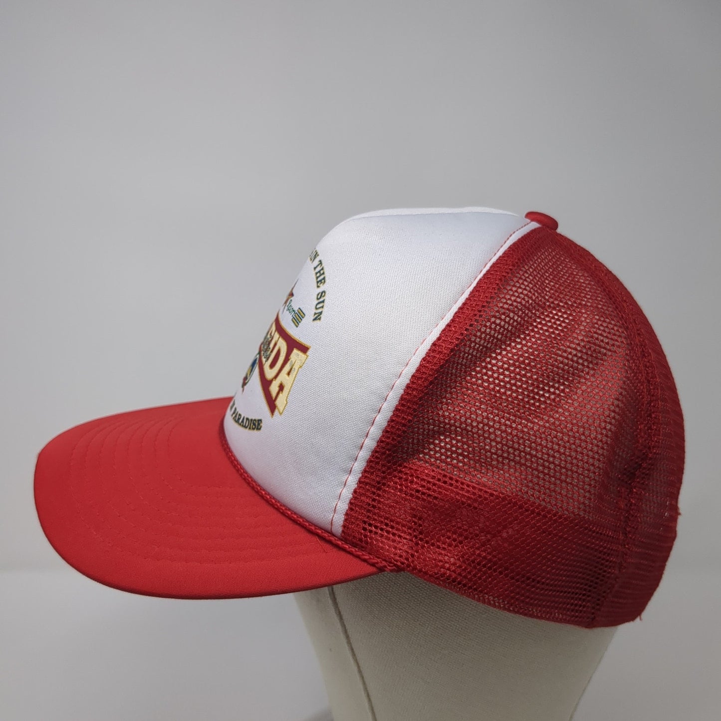 Fun Times In The Sun Florida Snapback Trucker Hat Red One Size Mesh Back