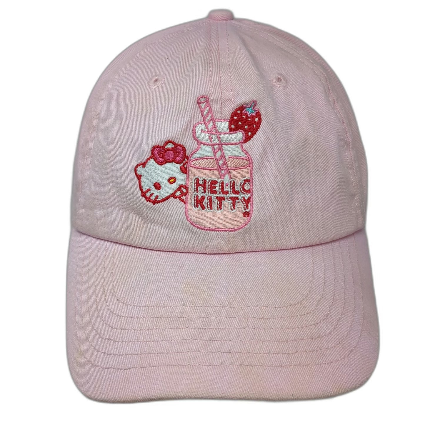 Sanrio Hello Kitty Strawberry Milk Pink Baseball Cap One Size Embroidered Hat