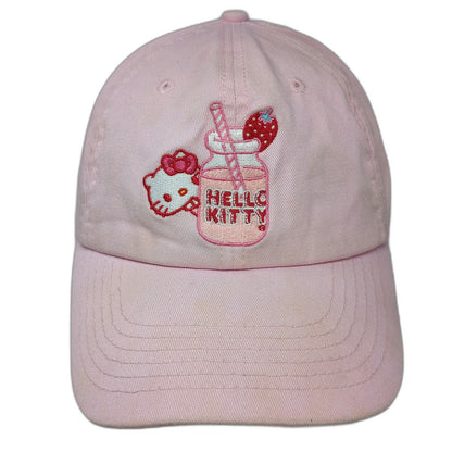 Sanrio Hello Kitty Strawberry Milk Pink Baseball Cap One Size Embroidered Hat
