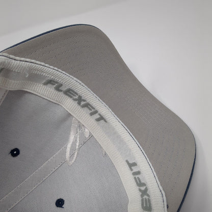 H Fitted Trucker Hat Blue One Size Adjustable Flexfit Mesh Back 6 Panel Yupoong