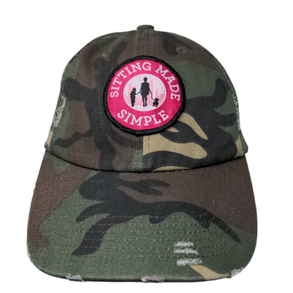 District Women's Slideback Camo Hat Embroidered Sitting Made Simple Logo