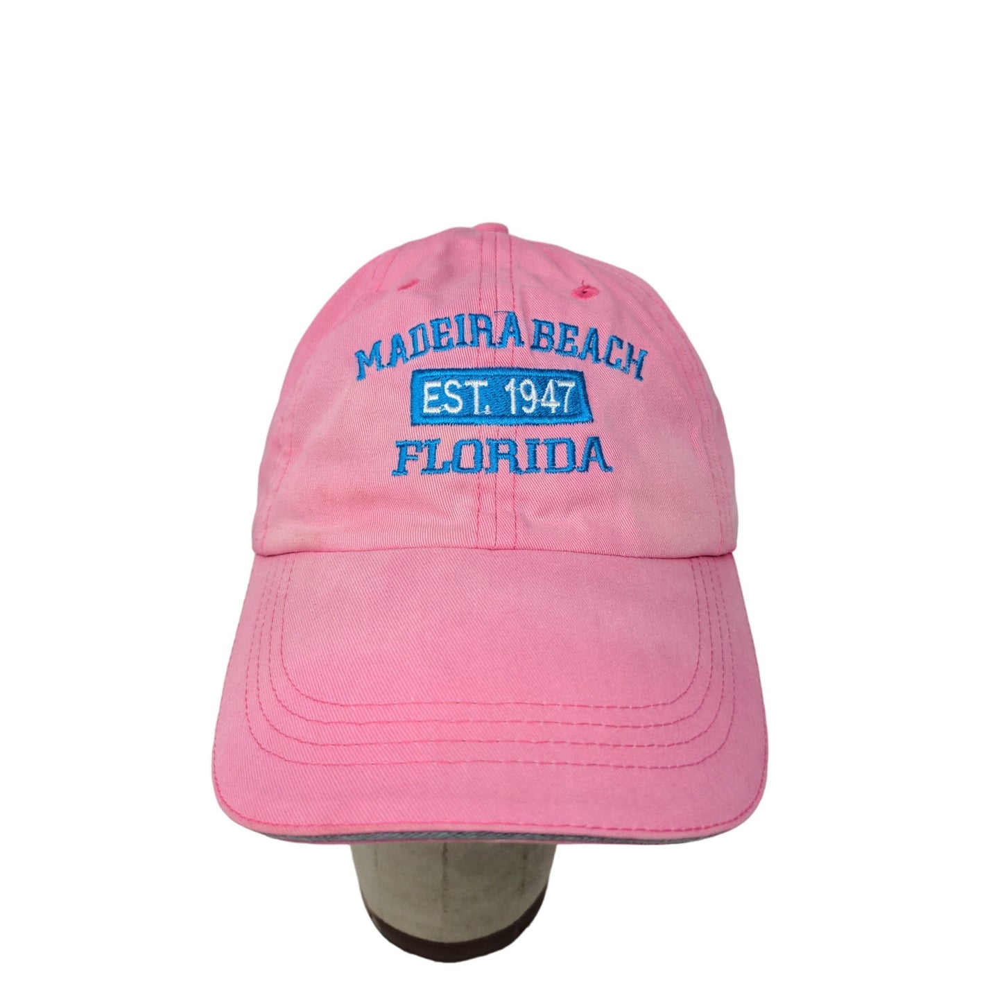 Anvil Madeira Beach Florida Strapback Hat Pink Embroidered Spell Out