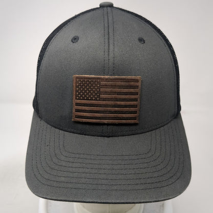 Yupoong Trucker Hat Gray One Size Mesh Back Snapback American Flag Patch