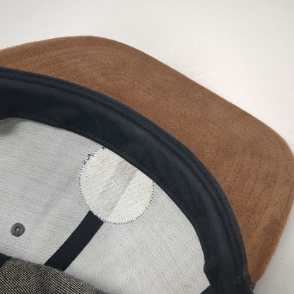 Brixton Snapback Hat Blue Brown One Size Denim Suede Flat Brim Logo Patch