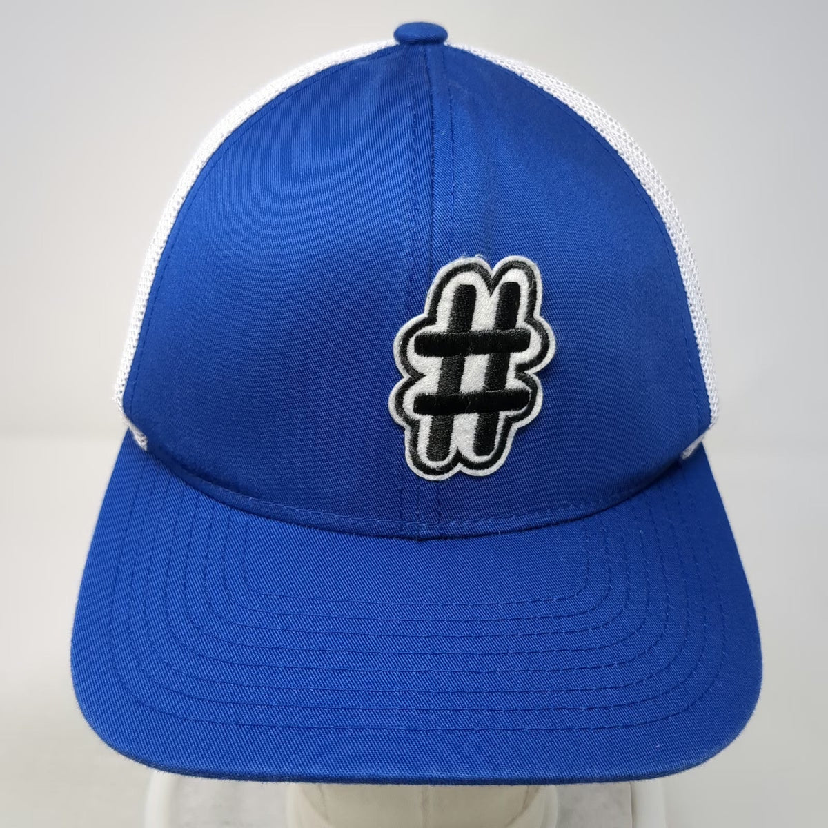 Pacific Headwear Trucker Hat Blue White One Size Hashtag Logo Mesh Snapback