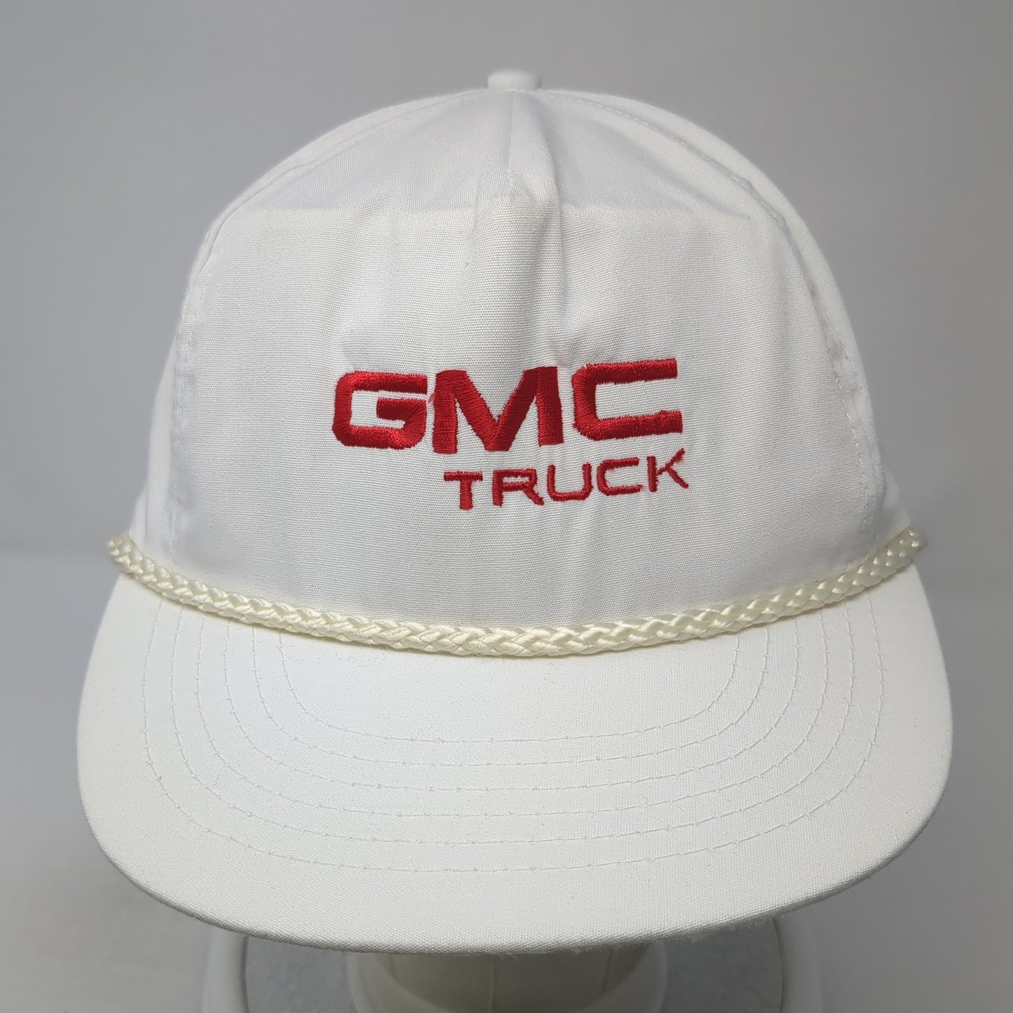 GMC Truck Snapback Cap White One Size Adjustable Embroidered Rope 6 Panel DA