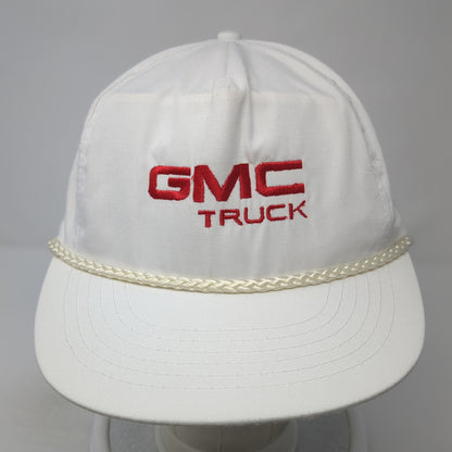 GMC Truck Snapback Cap White One Size Adjustable Embroidered Rope 6 Panel DA
