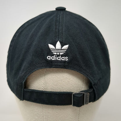 Adidas Baseball Cap Black One Size Trefoil Logo Cotton Slideback Eyelets Hat