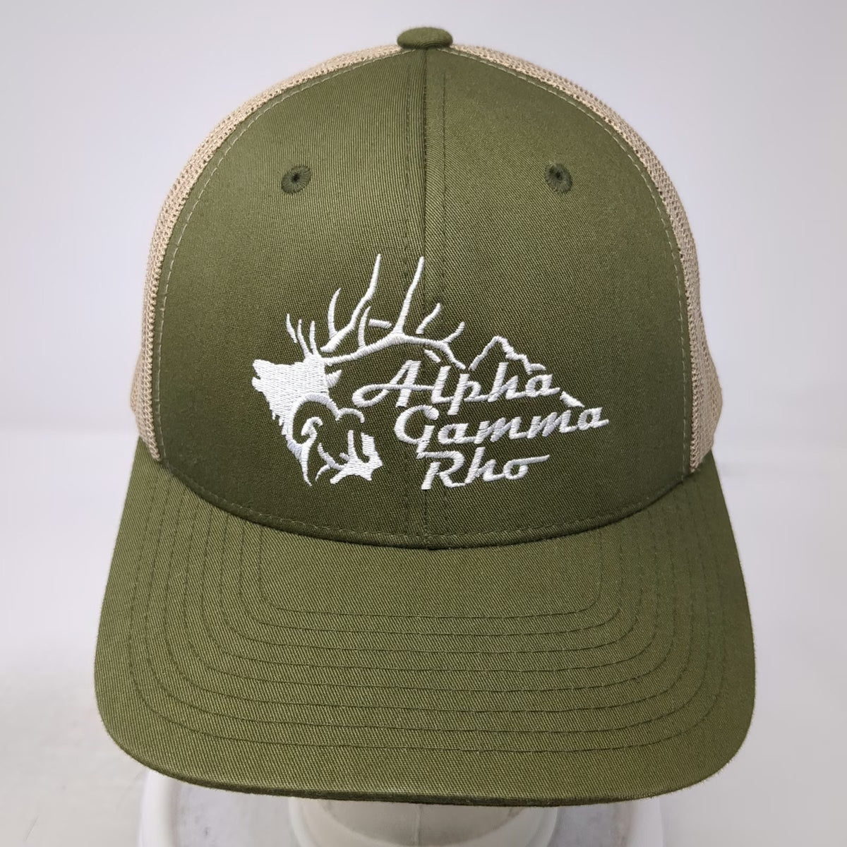 Yupoong Trucker Hat Green One Size Alpha Gamma Rho Elk Mountain Mesh Snapback