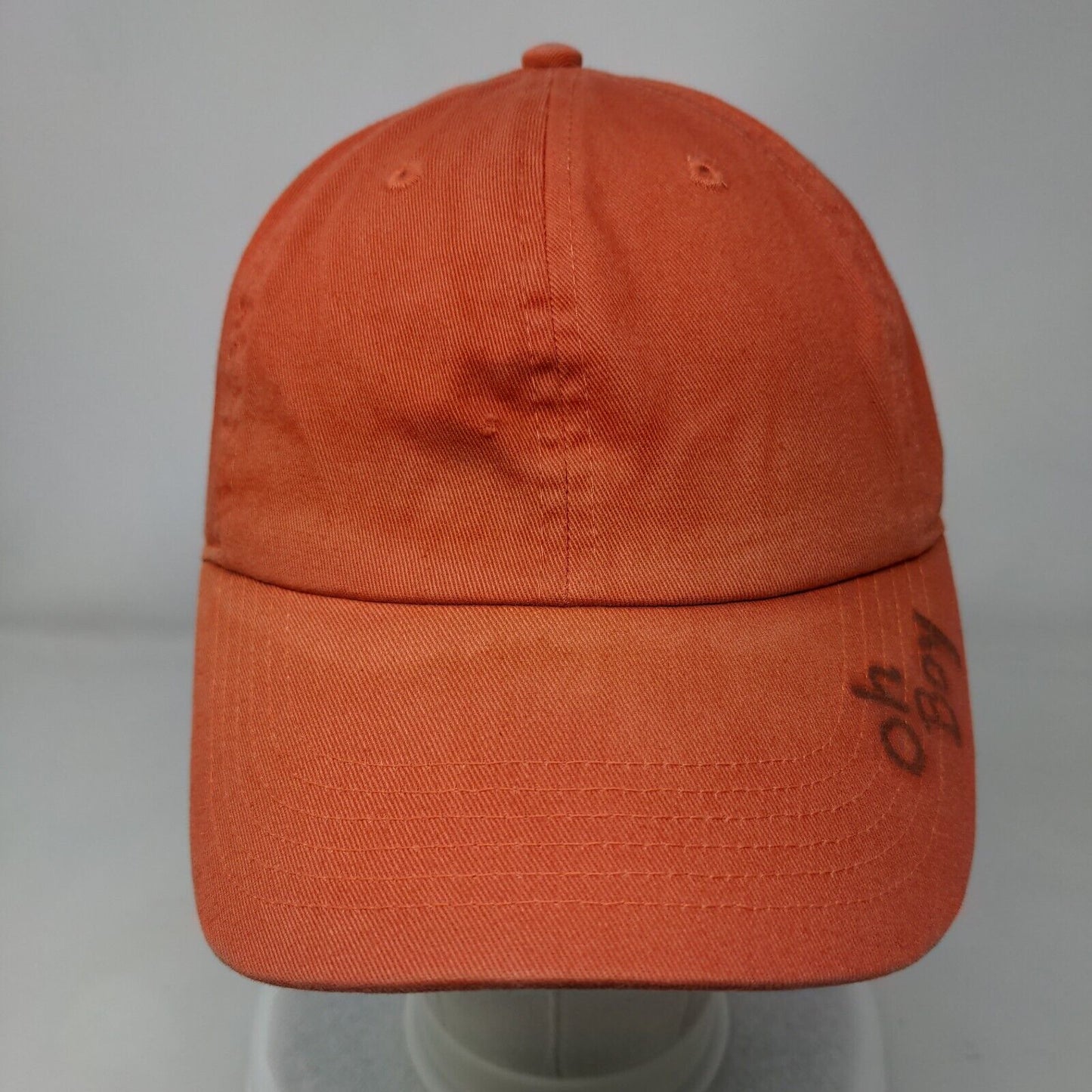 Oh Boy Slideback Hat Orange OSFA Adjustable Vented Holes 6 Panel Blank Gelante