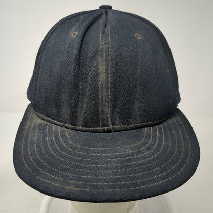 AJD Snapback Black L Nylon Double Knit Blank Hat Plain 6 Panel Adjustable Cap