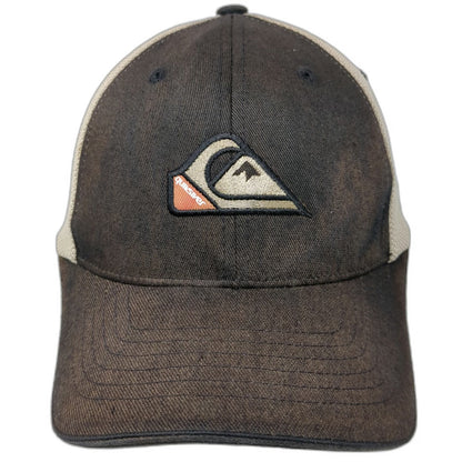 Quiksilver Baseball Cap Black XS Mesh Back Flexfit Stretch Fitted Logo Hat