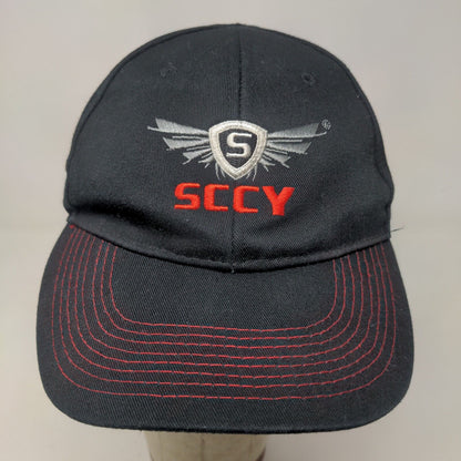 SCCY Men's Strapback Hat Black Size OSFM Embroidered Logo Cotton Firearms