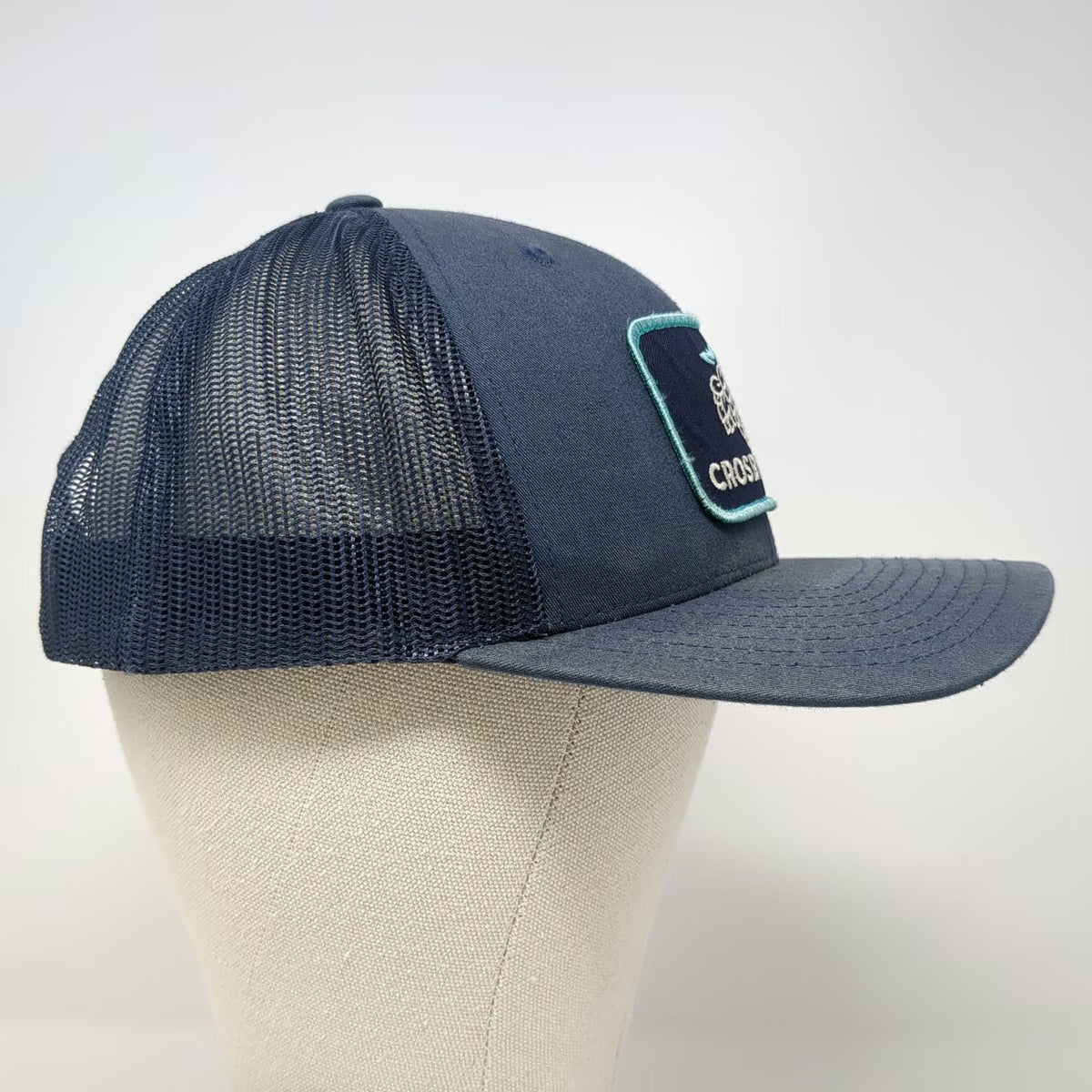 Yupoong Trucker Hat Blue One Size Crosby Hops Patch Mesh Snapback Adjustable