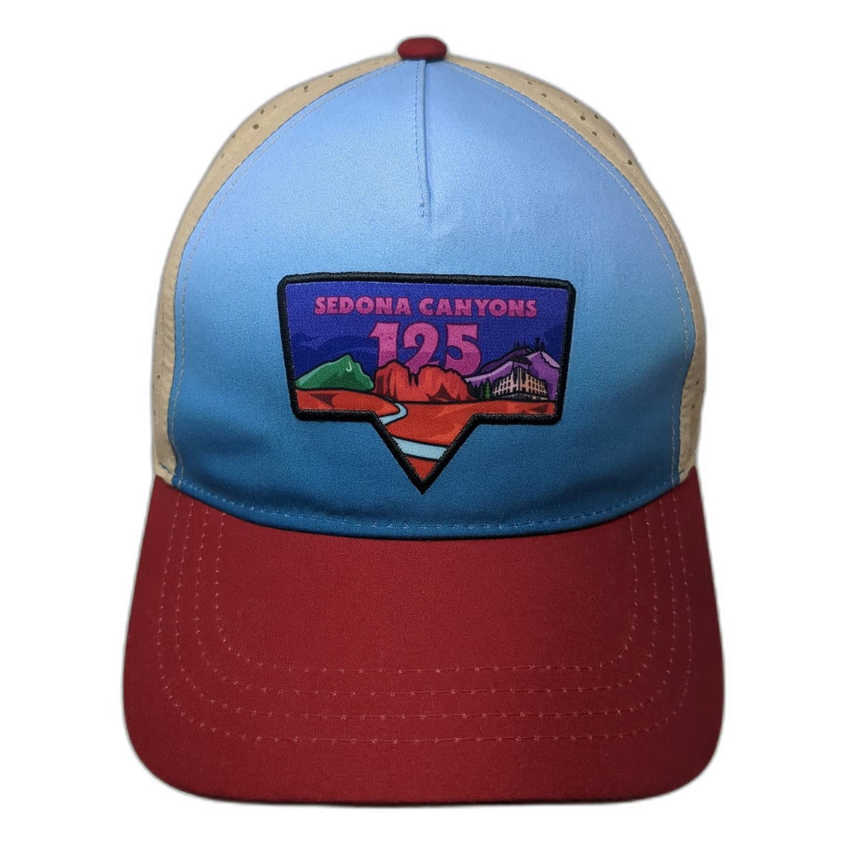 Boco Gear 5 Panel Blue Red Beige One Size Sedona Canyons 125 Performance Hat