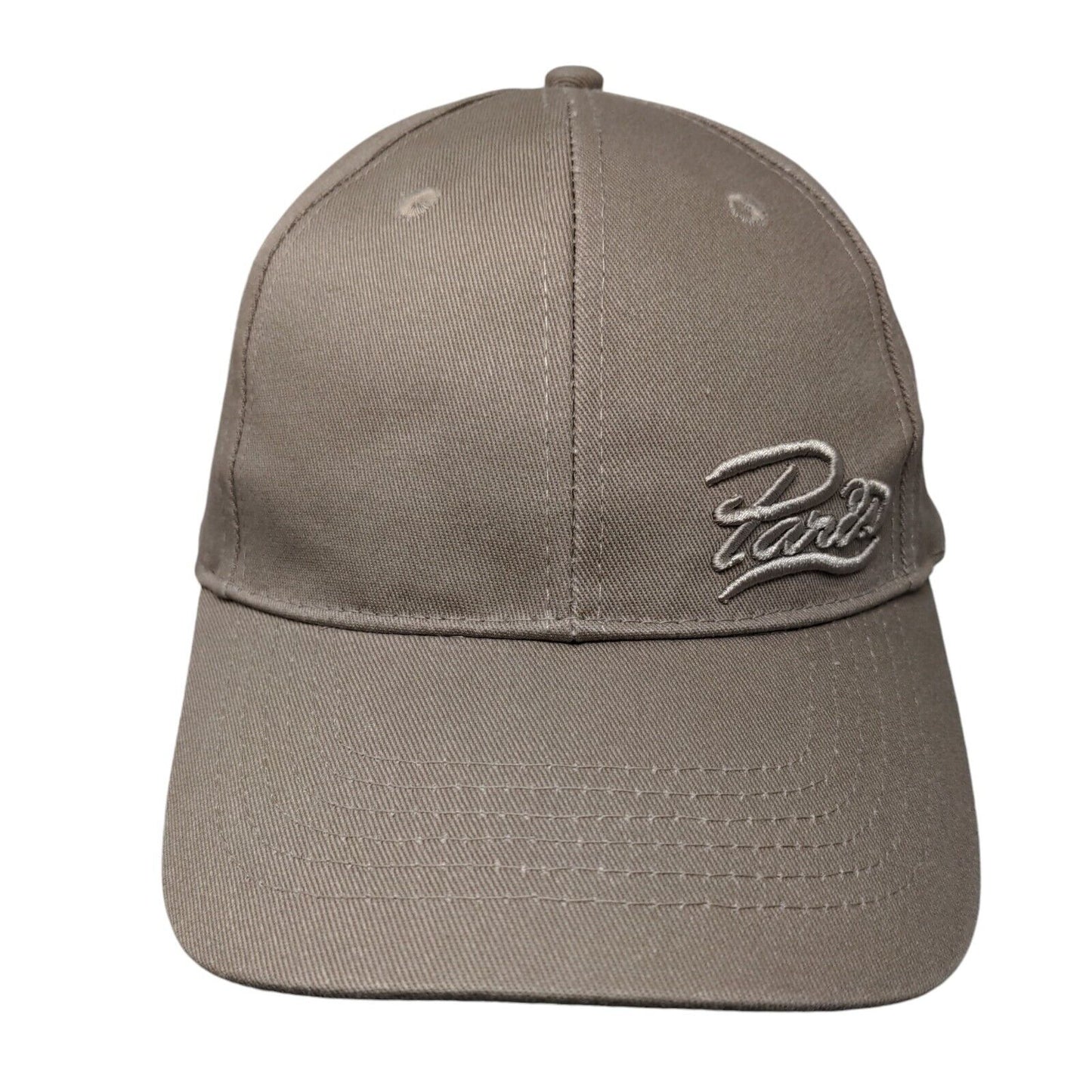 Paris Strapback Hat Tan One Size Adjustable Embroidered Solid Blank