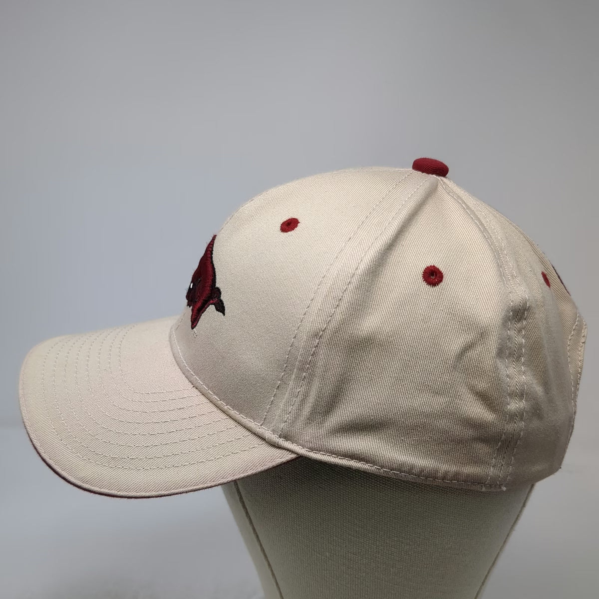 Arkansas Razorbacks NCAA Tailgate Gear Hat Beige Red One Size Strapback Hog Logo