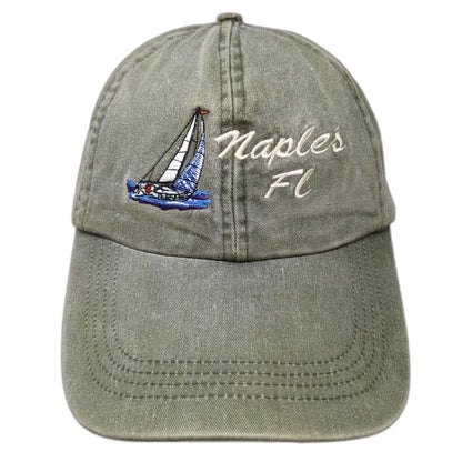 JHATS Naples Florida Sailboat Green One Size Baseball Cap Strapback Nautical Hat