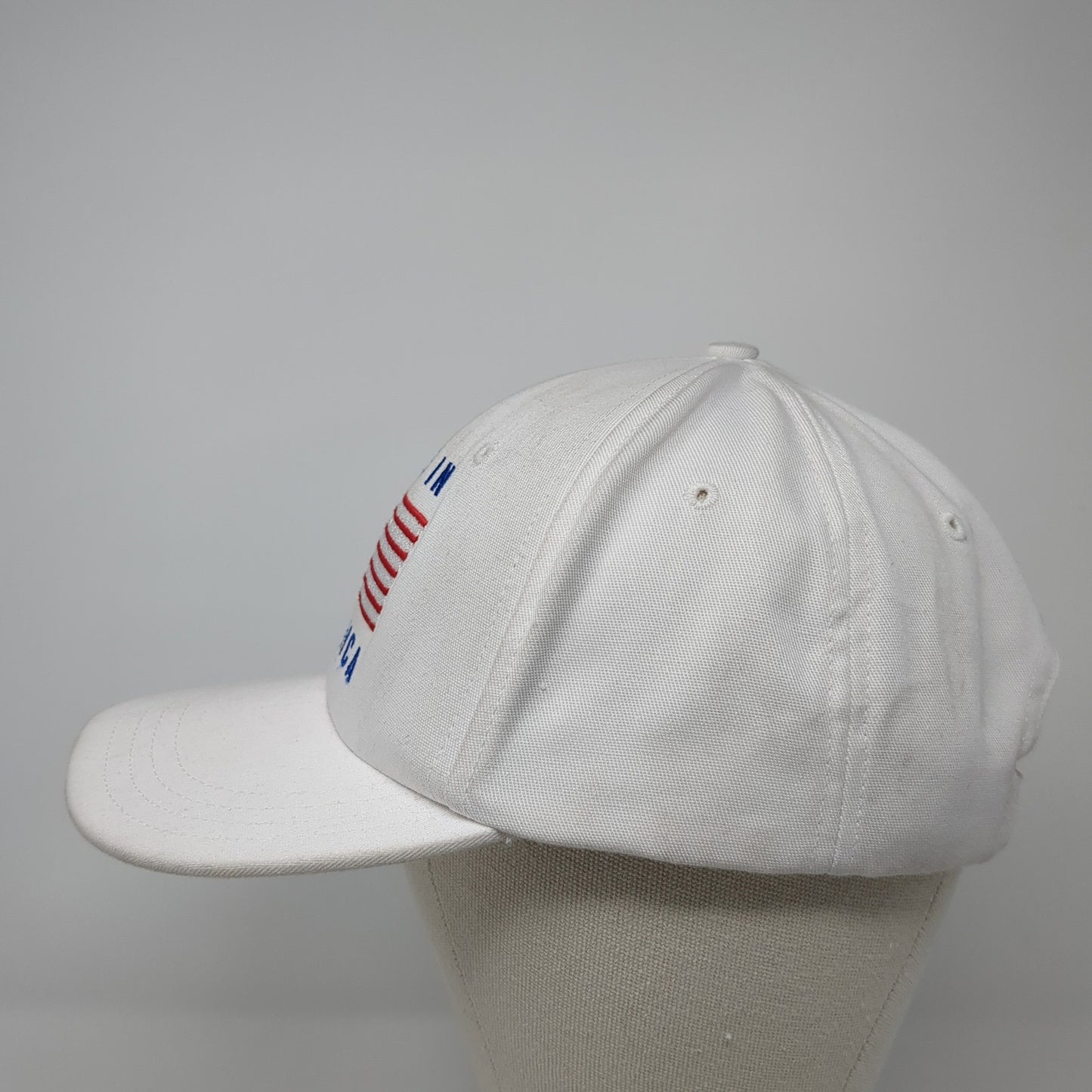 Made In America Strapback Baseball Cap White OS Adjustable Patriotic Unionwear