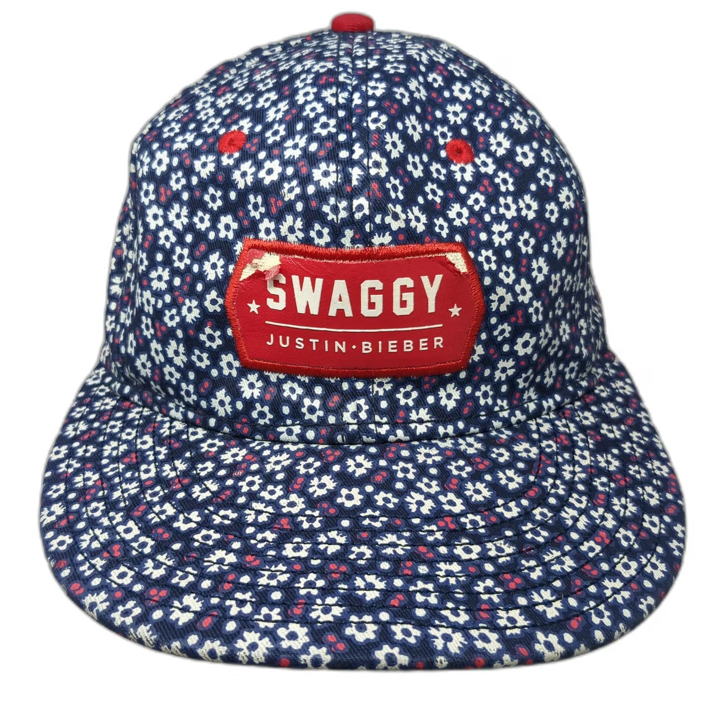Justin Bieber Snapback Blue White Red OS Floral Swaggy Print Patch Logo Hat
