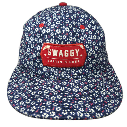 Justin Bieber Snapback Blue White Red OS Floral Swaggy Print Patch Logo Hat